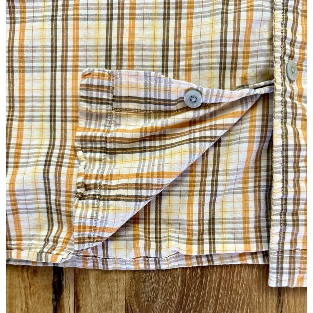 The North Face Men’s Beige Multi Color‎ Plaid Short Sleeve Button Down Size XL